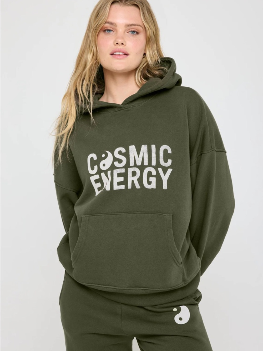 Spiritual Gangster Olive Green 'Cosmic Energy' Hooded Sweatshirt BRAND NEW